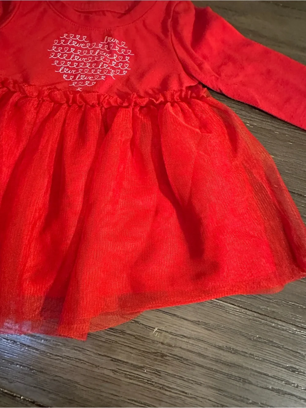 18mth Girls Red Long-Sleeve Tulle Skirt Dress